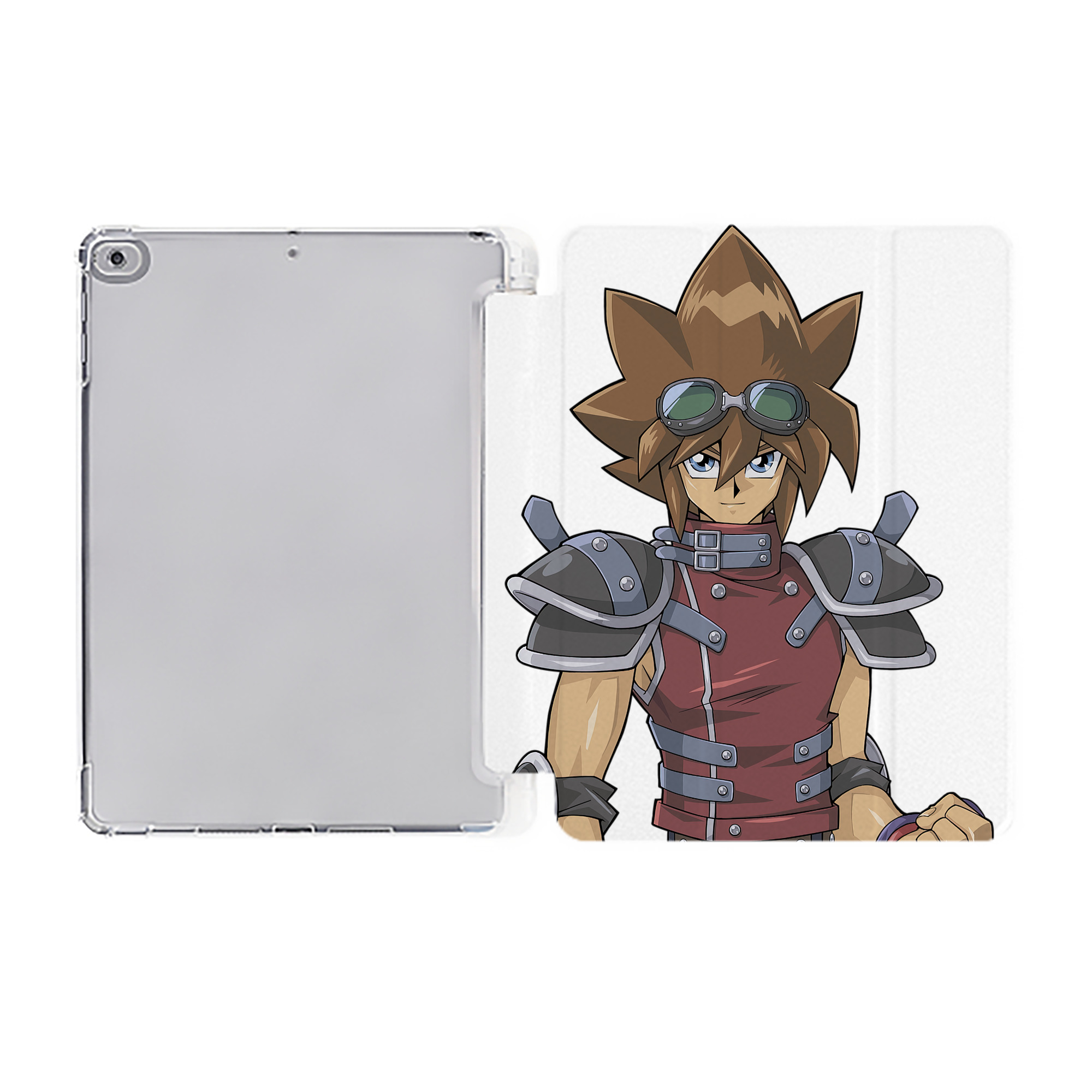 （画像用） 遊☆戯☆王 Yu-Gi-Oh! IPad ケース ペン収納付き 三つ折りスタンド PUレザー×シリコン 対応機種9.5/10.5/10.9インチ